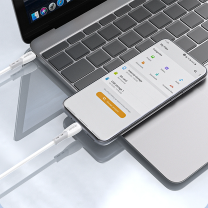 USB-C - USB-C Dudao L25SC Data- ja Latauskaapeli, 60W, 2m, Valkoinen