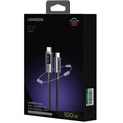USB-C - USB-C UGREEN L509 Data- ja latauskaapeli, 100W, 1m, Harmaa