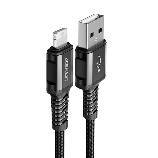 USB-A - Lightning Acefast C1-02 -data- ja latauskaapeli, 18W, 1.2m, Musta