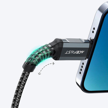 USB-A to Lightning Data and Charging Cable Acefast C1-02, 18W, 1.2m, Black