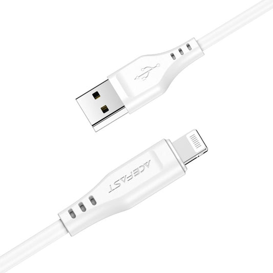USB-A - Lightning -lataus- ja tiedonsiirtokaapeli Acefast C3-02, 18W, 1.2m, Valkoinen