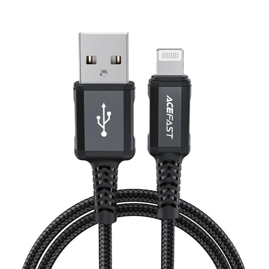 USB-A - Lightning Acefast C4-02 -data- ja latauskaapeli, 18W, 1.8m, Musta