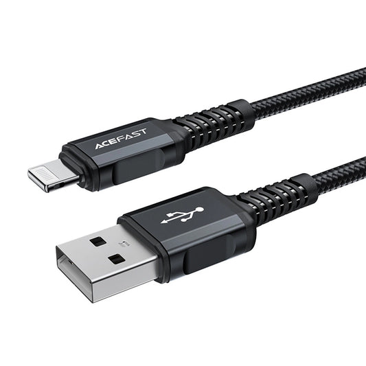 USB-A - Lightning Acefast C4-02 -data- ja latauskaapeli, 18W, 1.8m, Musta