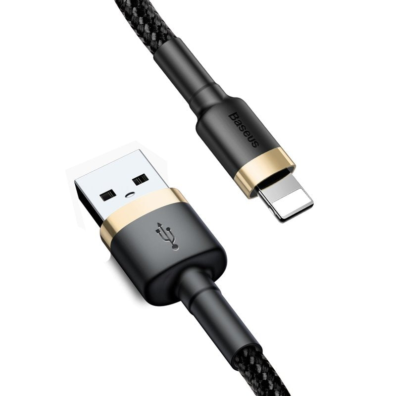 USB-A - Lightning Baseus Cafule -data- ja latauskaapeli, 18W, 2m, Kulta CALKLF-CV1