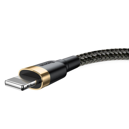 USB-A - Lightning Baseus Cafule -data- ja latauskaapeli, 18W, 2m, Kulta CALKLF-CV1
