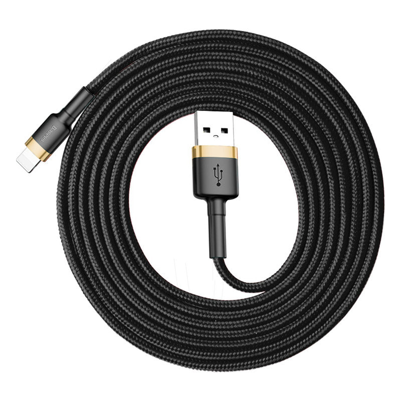 USB-A - Lightning Baseus Cafule -data- ja latauskaapeli, 18W, 2m, Kulta CALKLF-CV1