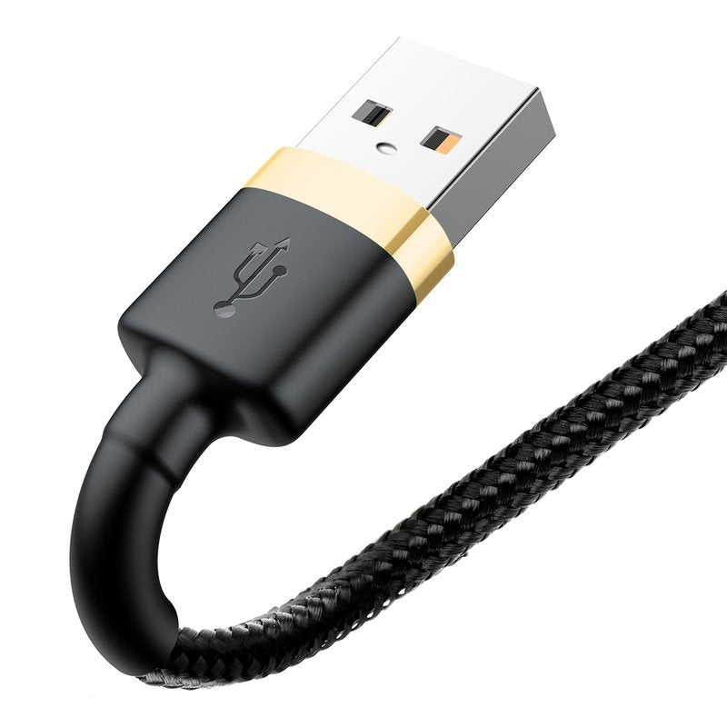 USB-A - Lightning Baseus Cafule -data- ja latauskaapeli, 18W, 2m, Kulta CALKLF-CV1