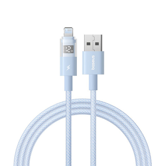 USB-A to Lightning Baseus Display 2 Data and Charging Cable, 12W, 2m, Blue P10382700311-01