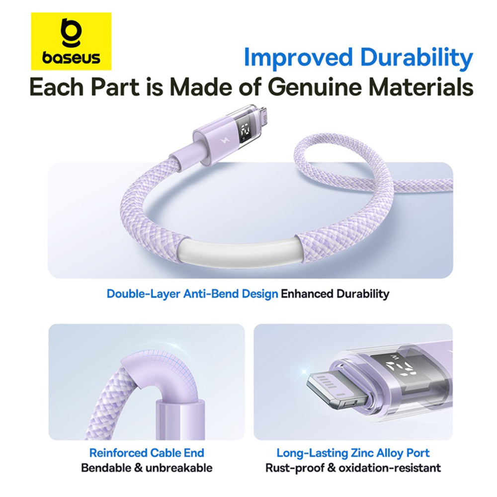 USB-A - Lightning Baseus Display 2, 12W, 2m, Violetti P10382700511-01