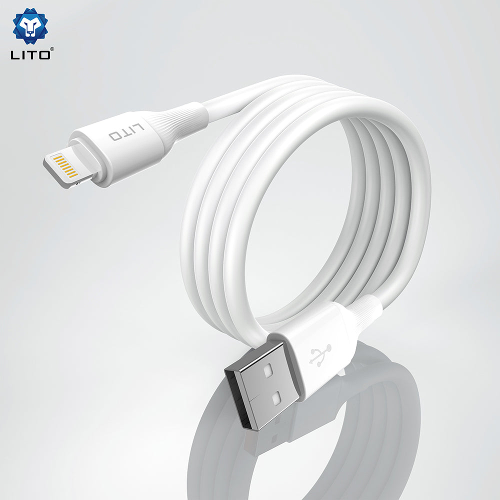 USB-A - Lightning Lito LD06L Data- ja Latauskaapeli, 18W, 1m, Musta