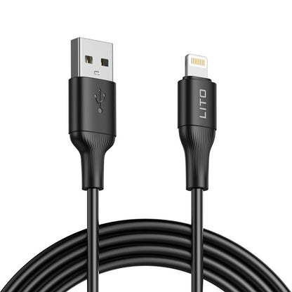 USB-A - Lightning Lito LD06L Data- ja Latauskaapeli, 18W, 1m, Musta