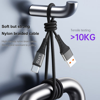 USB-A - Lightning Lito LD08L Data- ja Latauskaapeli, 18W, 1m, Musta