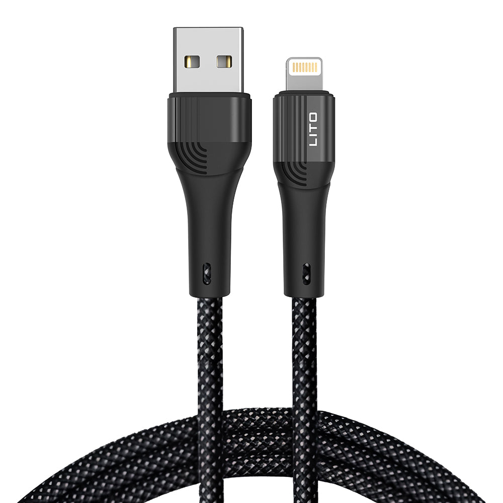 USB-A - Lightning Lito LD14 -data- ja latauskaapeli, 18W, 1m, Musta
