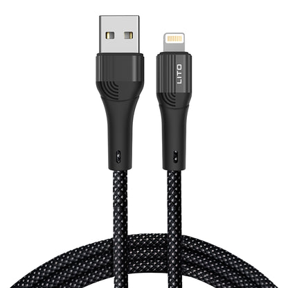 USB-A - Lightning Lito LD14 -data- ja latauskaapeli, 18W, 1m, Musta