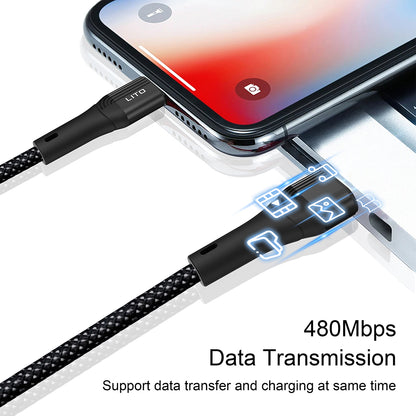 USB-A - Lightning Lito LD14 -data- ja latauskaapeli, 18W, 1m, Musta