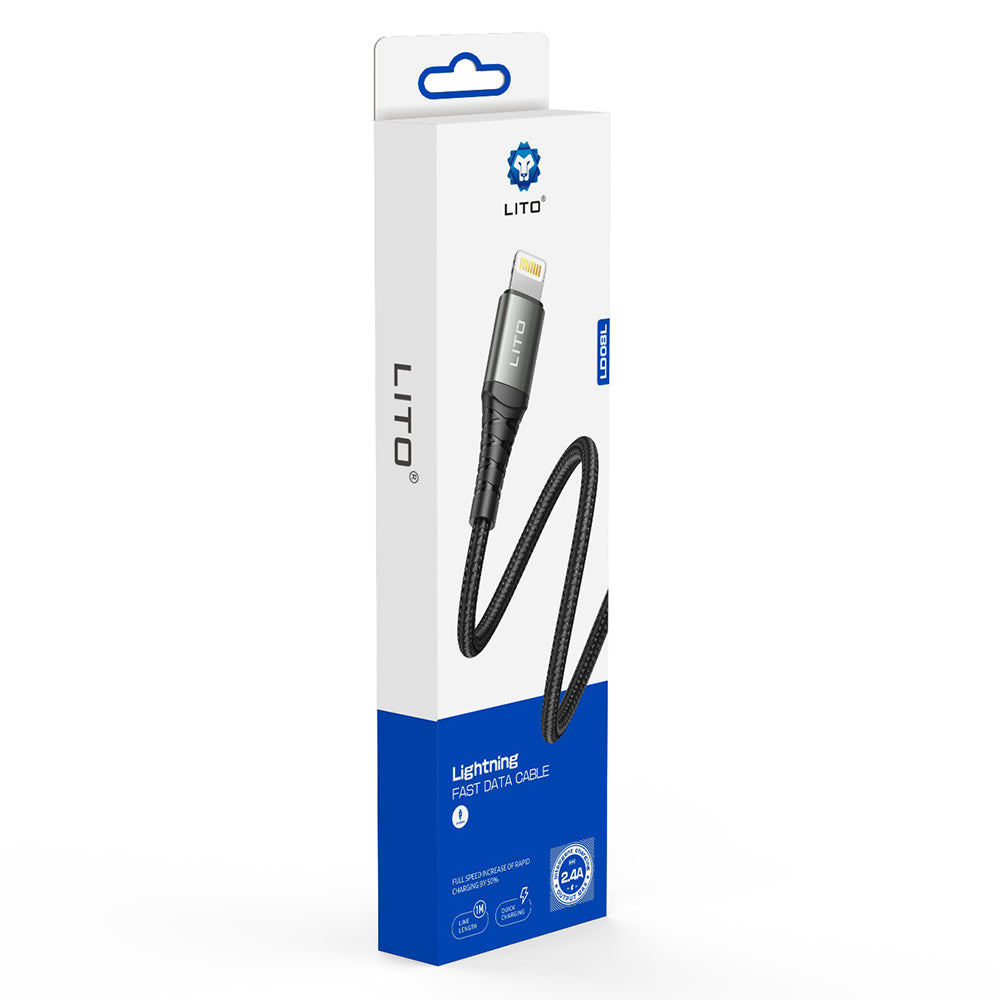 Data- ja latauskaapeli USB-A - Lightning Lito LD22L, 18W, 2m, Musta