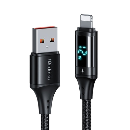 USB-A - Lightning McDodo CA-1060 Display -data- ja latauskaapeli, 12W, 1.2m, Musta