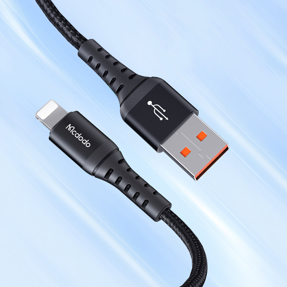 USB-A - Lightning McDodo CA-2261 -data- ja latauskaapeli, 18W, 1m, Musta