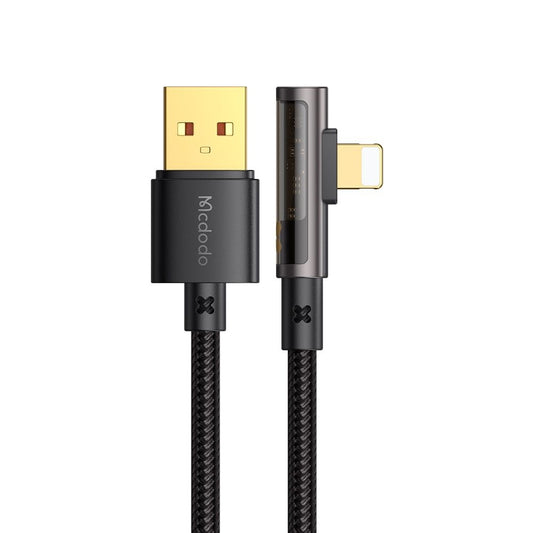 USB-A - Lightning McDodo CA-3510 Angled, 18W, 1.2m, Musta Data- ja latauskaapeli