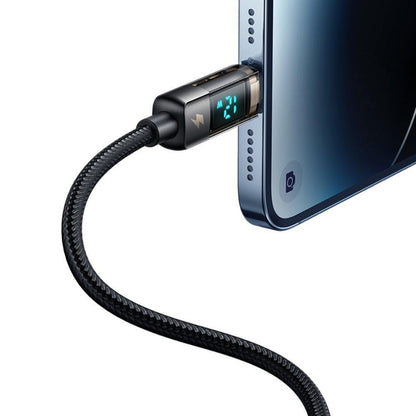 USB-A - Lightning McDodo CA-3620 Data- ja Latauskaapeli, Auto Power Off -näyttö, 18W, 1.2m, Musta