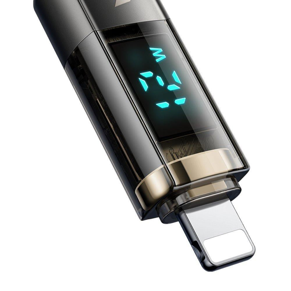 USB-A - Lightning McDodo CA-3620 Data- ja Latauskaapeli, Auto Power Off -näyttö, 18W, 1.2m, Musta