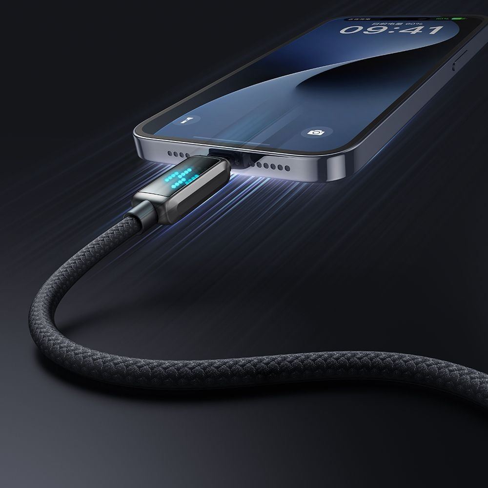 USB-A - Lightning McDodo CA-5250 Display -data- ja latauskaapeli, 18W, 1.2m, Musta