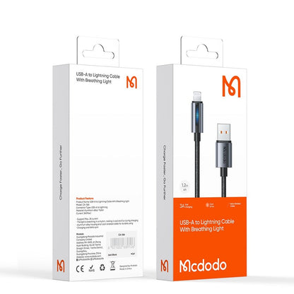 USB-A - Lightning McDodo CA-5660 -data- ja latauskaapeli, 18W, 1.2m, Musta