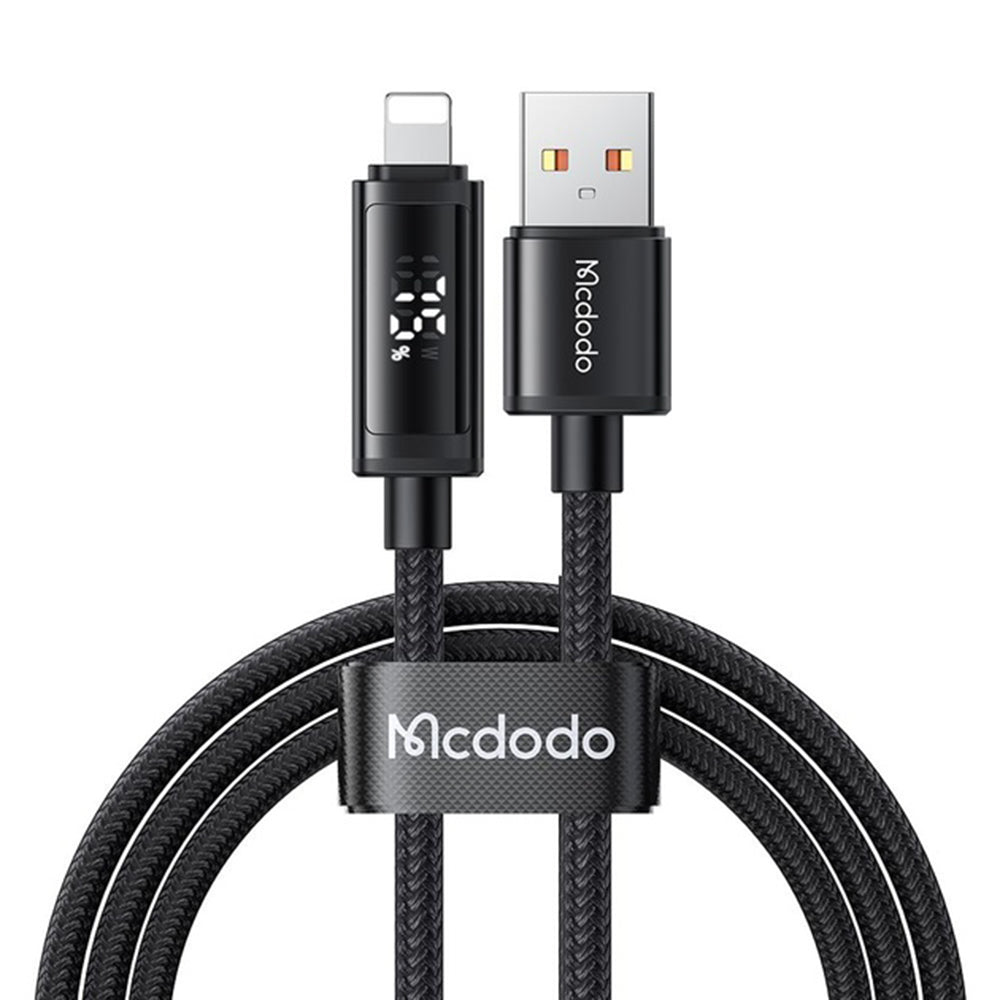 USB-A - Lightning McDodo CA-7970 Display -data- ja latauskaapeli, 18W, 1.2m, Musta