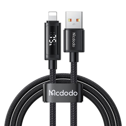 USB-A - Lightning McDodo CA-7970 Display -data- ja latauskaapeli, 18W, 1.2m, Musta