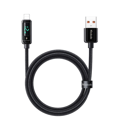 USB-A - Lightning McDodo CA-9940 Display -data- ja latauskaapeli, 12W, 1.2m, Musta