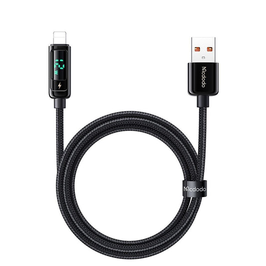 USB-A - Lightning McDodo CA-9940 Display -data- ja latauskaapeli, 12W, 1.2m, Musta