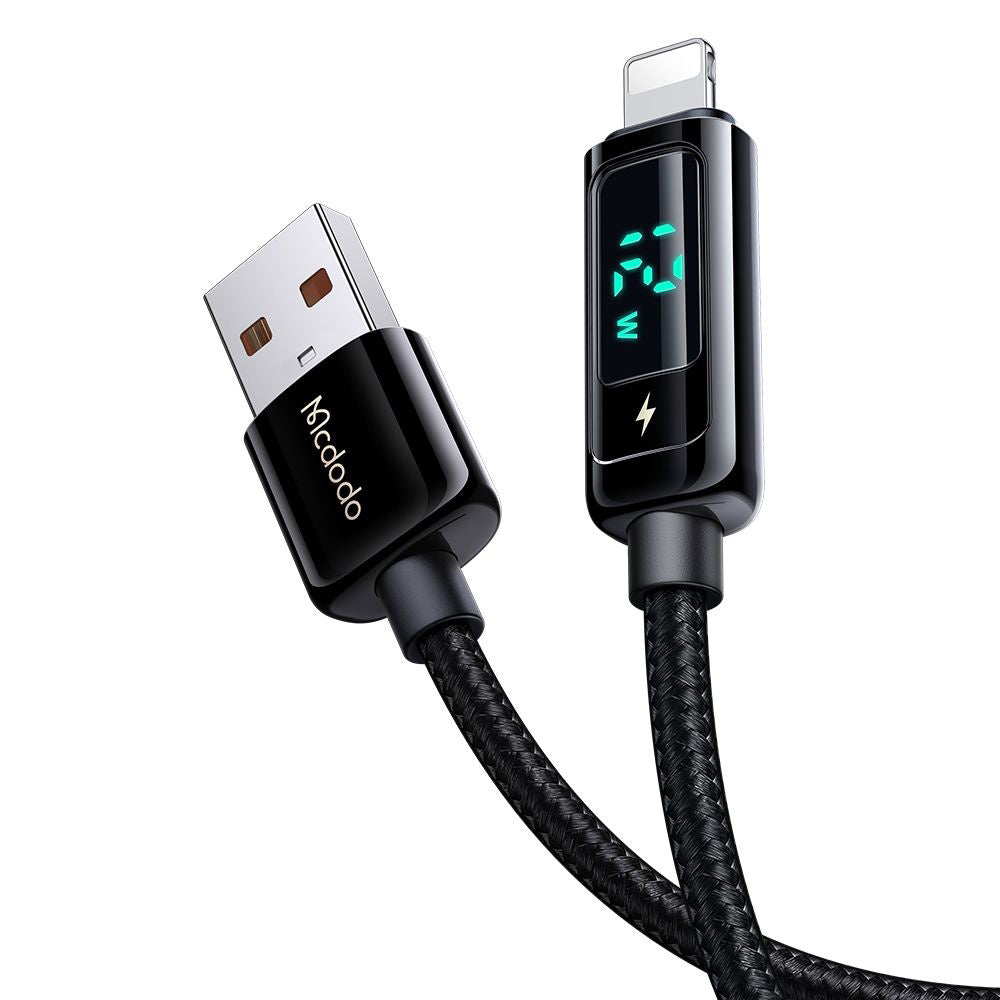 USB-A - Lightning McDodo CA-9940 Display -data- ja latauskaapeli, 12W, 1.2m, Musta