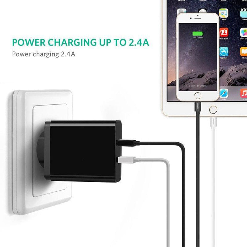 USB-A - Lightning UGREEN 80823 Data- ja latauskaapeli, 18W, 2m, Musta