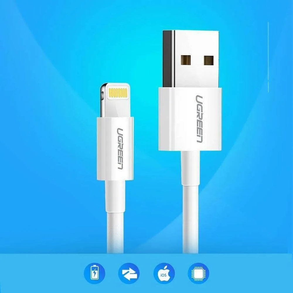 USB-A - Lightning UGREEN US155 (20728) Data- ja Latauskaapeli, 18W, 1m, Valkoinen