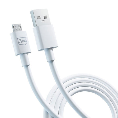 USB-A - microUSB 3MK Hyper -data- ja latauskaapeli, 18W, 1.2m, Valkoinen