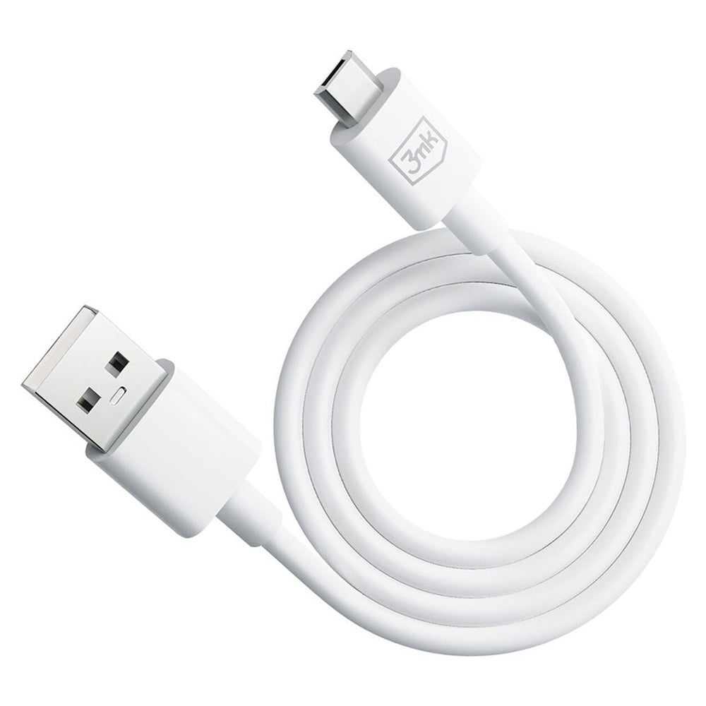 USB-A - microUSB 3MK Hyper -data- ja latauskaapeli, 18W, 1.2m, Valkoinen