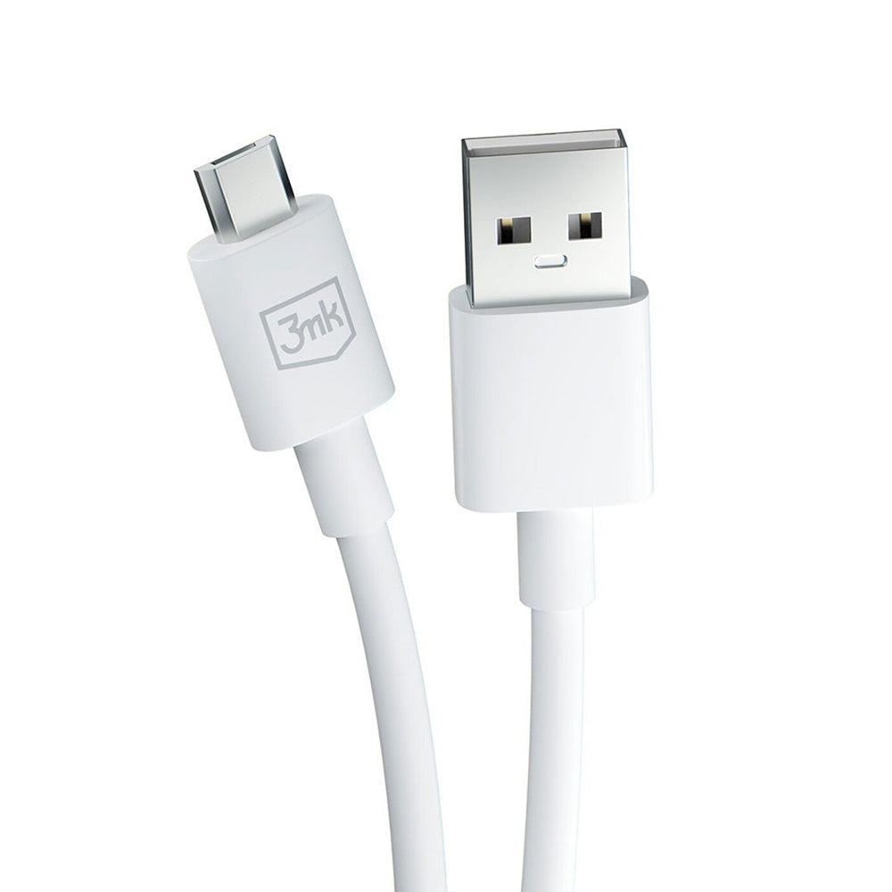 USB-A - microUSB 3MK Hyper -data- ja latauskaapeli, 18W, 1.2m, Valkoinen