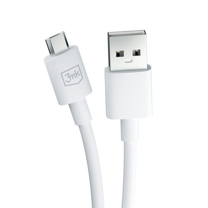 USB-A - microUSB 3MK Hyper -data- ja latauskaapeli, 18W, 1.2m, Valkoinen