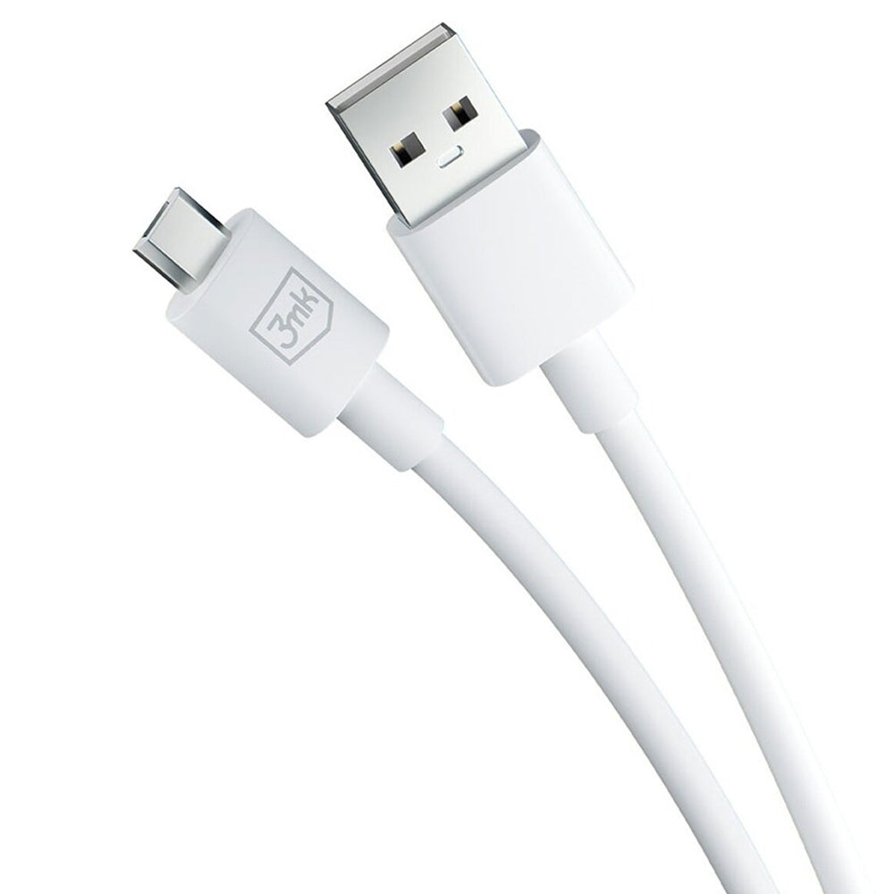 USB-A - microUSB 3MK Hyper -data- ja latauskaapeli, 18W, 1.2m, Valkoinen