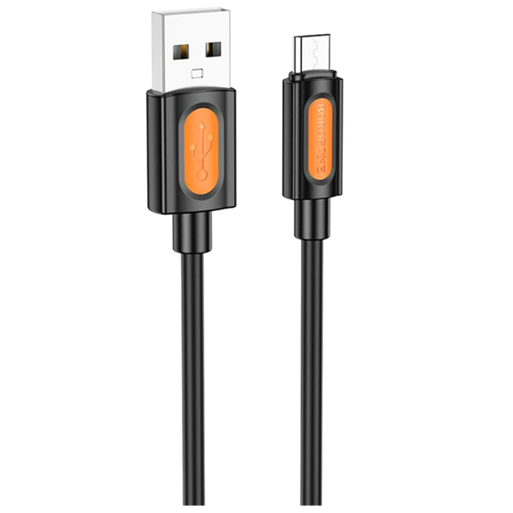 USB-A to microUSB Data and Charging Cable Borofone BX114 Silicone, 18W, 1m, Black