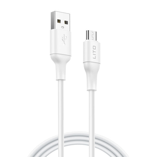 USB-A - microUSB Lito LD06V -data- ja latauskaapeli, 18W, 1m, Valkoinen