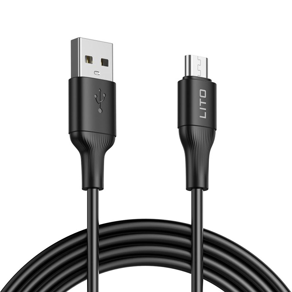 USB-A - microUSB Lito LD06V -data- ja latauskaapeli, 18W, 1m, Musta