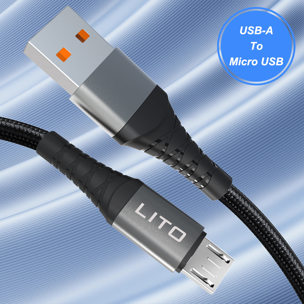 Data- ja latauskaapeli USB-A - microUSB Lito LD08V, 18W, 1m, Musta