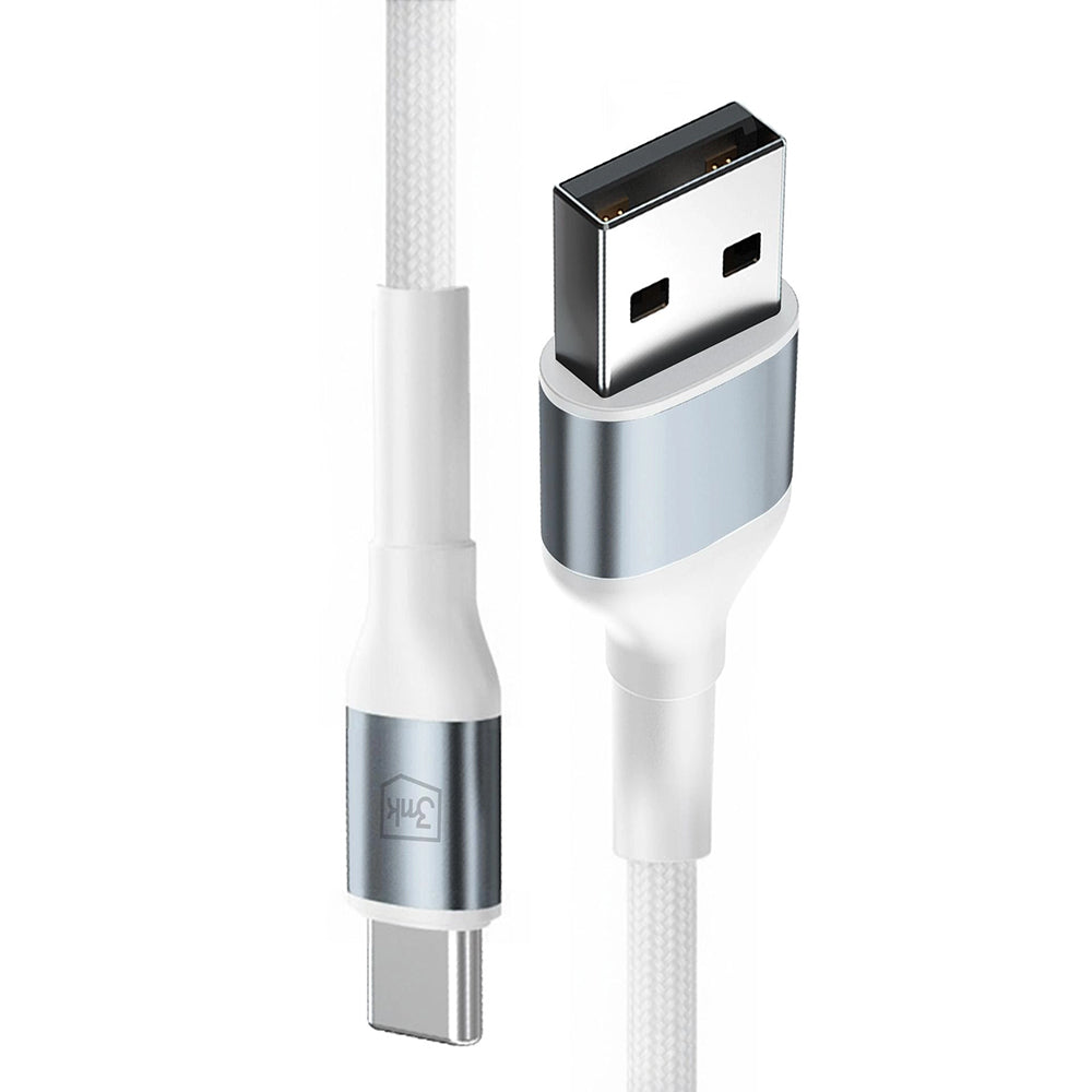 USB-A - USB-C 3MK Hyper N -data- ja latauskaapeli, 18W, 1m, Valkoinen