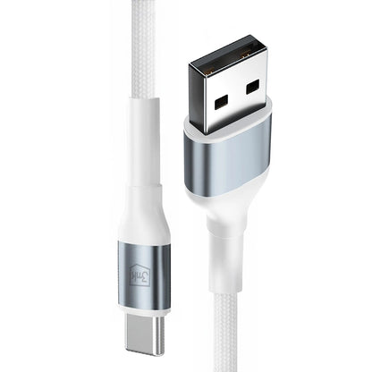 USB-A - USB-C 3MK Hyper N -data- ja latauskaapeli, 18W, 1m, Valkoinen