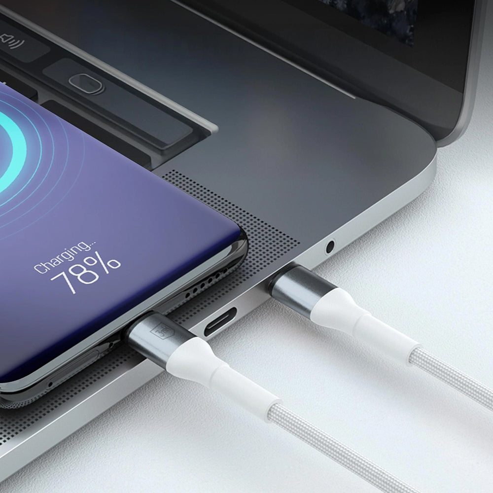 USB-A - USB-C 3MK Hyper N -data- ja latauskaapeli, 18W, 1m, Valkoinen