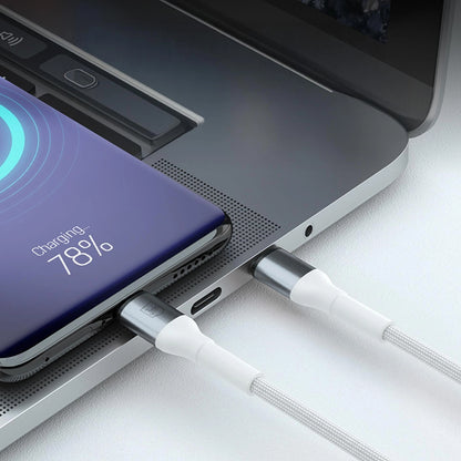 USB-A - USB-C 3MK Hyper N -data- ja latauskaapeli, 18W, 1m, Valkoinen