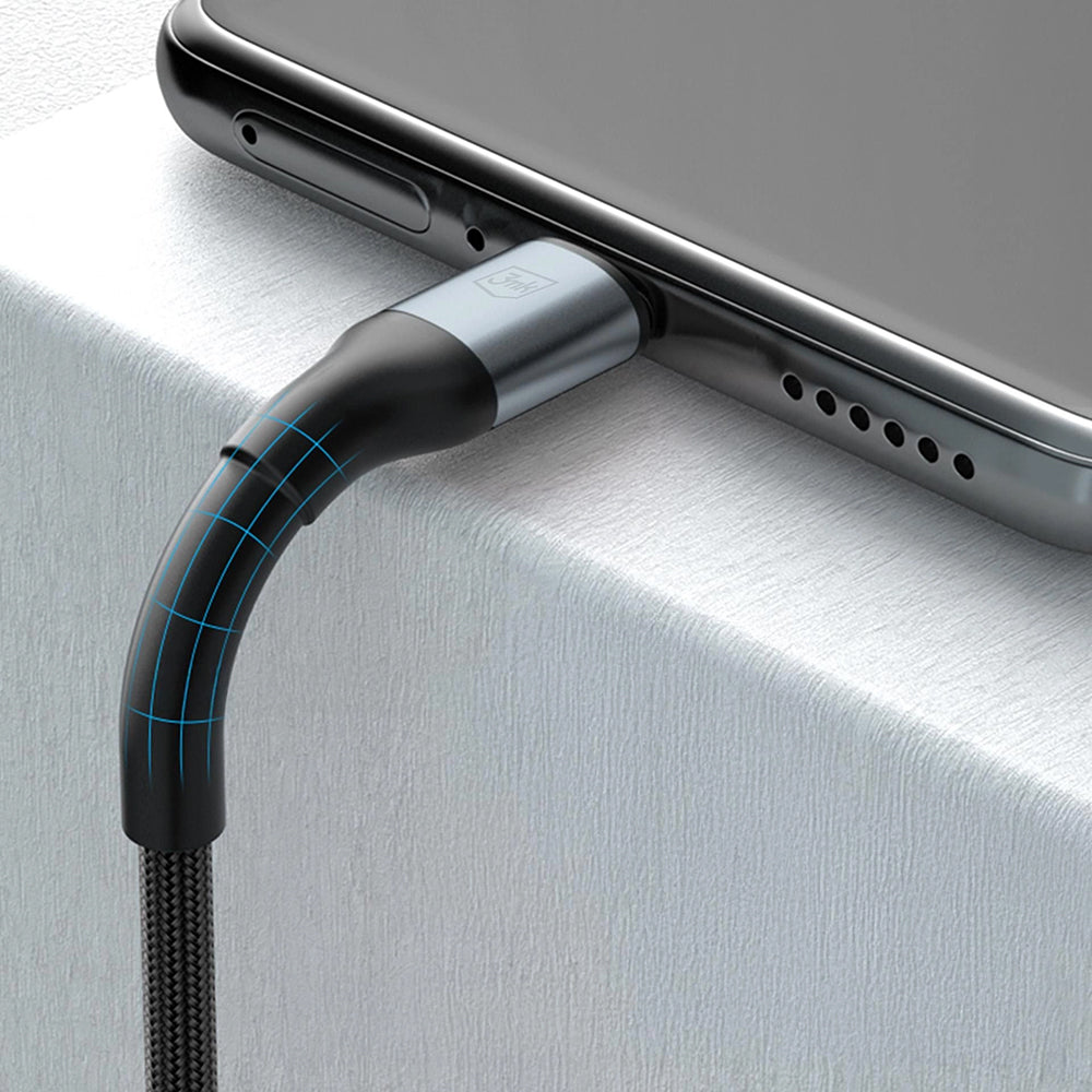 USB-A - USB-C 3MK Hyper N -data- ja latauskaapeli, 18W, 2m, Musta