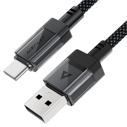 USB-A - USB-C Acefast C12-04 -data- ja latauskaapeli, 18W, 1.2m, Musta