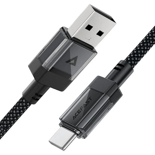 USB-A - USB-C Acefast C12-04 -data- ja latauskaapeli, 18W, 1.2m, Musta